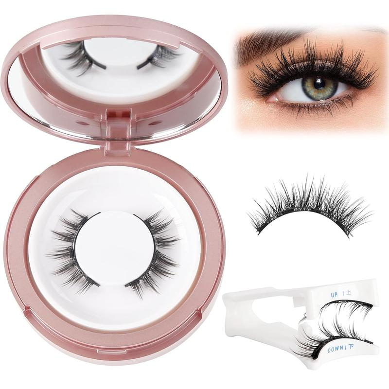 Reusable Magnetic Eyelashes 4 Pairs - Natural Look Kit with Applicator, Easy to Wear & Remove All-Day Comfort Cat Makeup