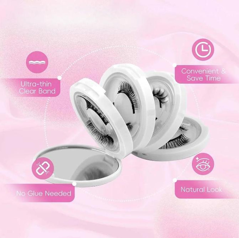 4 Pairs Magnetic Eyelashes Natural Look Kit False Eyelashes No Glue Needed - Reusable False Eyelashes Soft Magnetic Eyelashes Easy to Wear and Remove Use at Home
