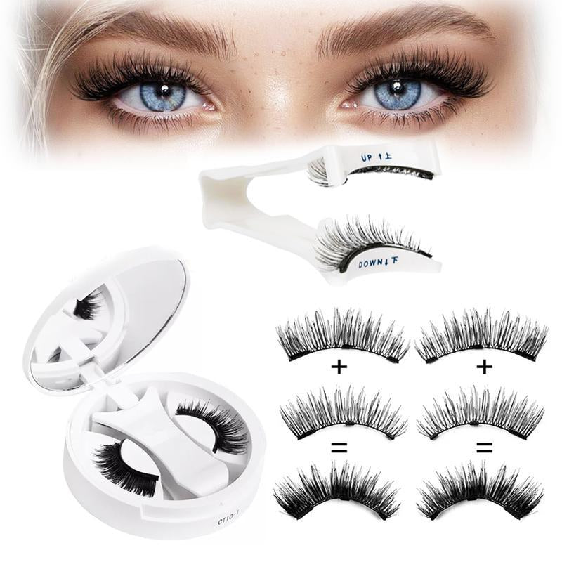 Reusable Magnetic Eyelashes 4 Pairs - Natural Look Kit with Applicator, Easy to Wear & Remove All-Day Comfort Cat Makeup