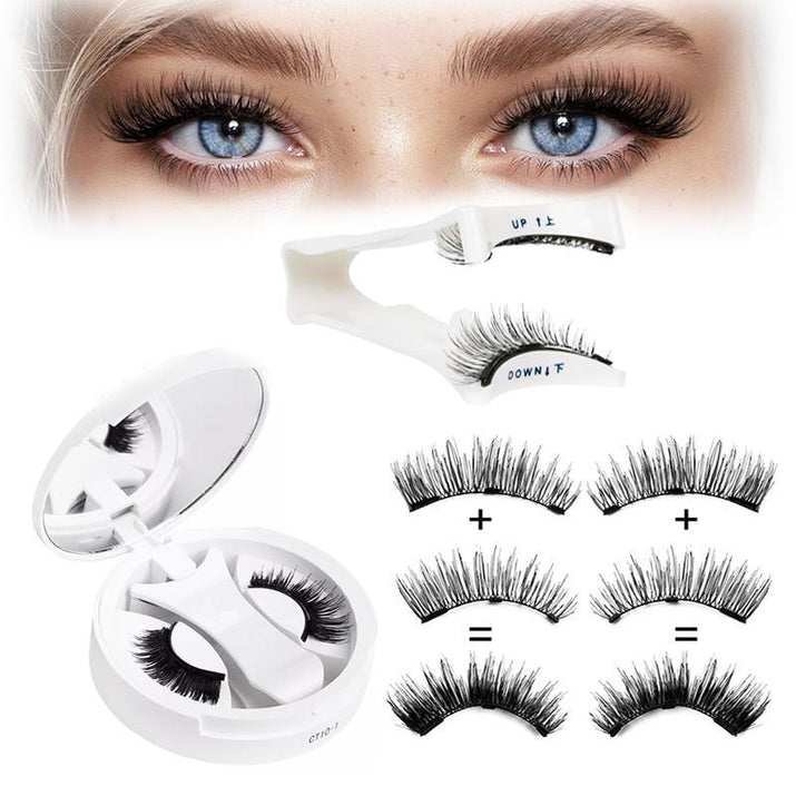 Reusable Magnetic Eyelashes 4 Pairs - Natural Look Kit with Applicator, Easy to Wear & Remove All-Day Comfort Cat Makeup