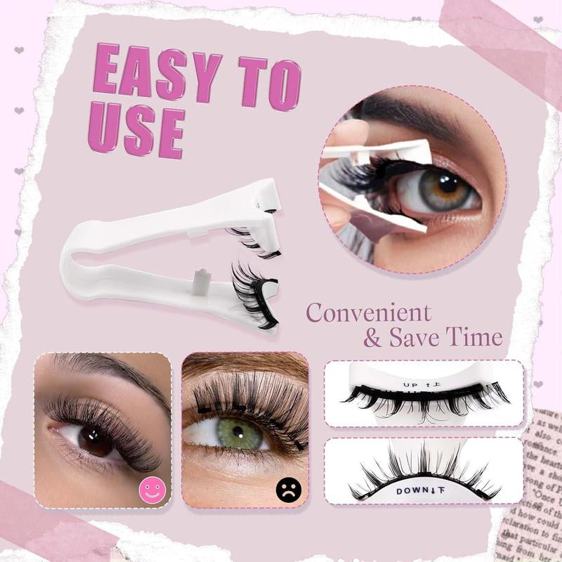 Reusable Magnetic Eyelashes 4 Pairs - Natural Look Kit with Applicator, Easy to Wear & Remove All-Day Comfort Cat Makeup